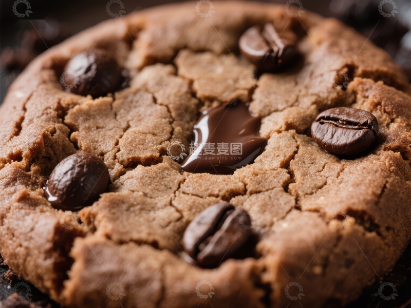 高清大图下载【趣麦麦图】巧克力豆饼干与咖啡豆的完美结合
