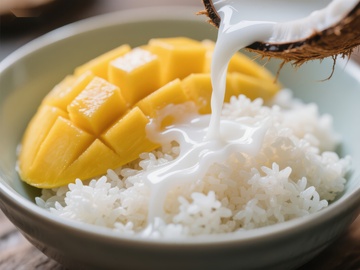 芒果糯米饭配椰奶