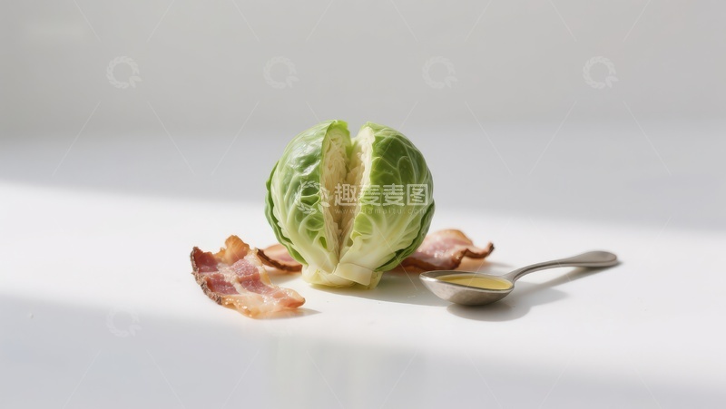 高清大图下载【趣麦麦图】卷心菜与培根的静物组合