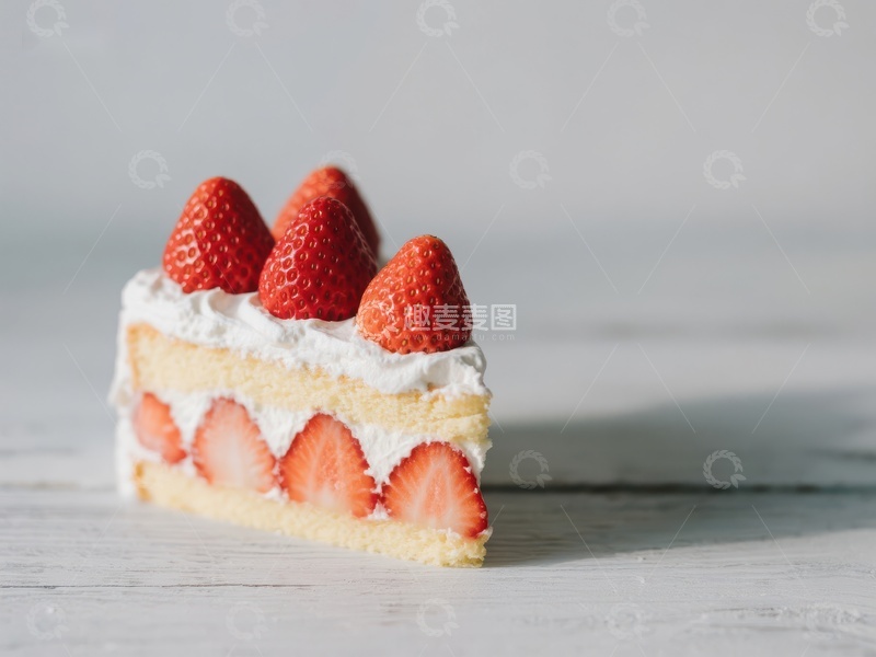 高清大图下载【趣麦麦图】草莓奶油蛋糕切片