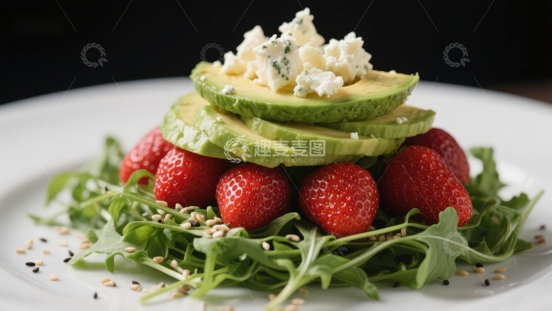 高清大图下载【趣麦麦图】草莓牛油果沙拉摆盘