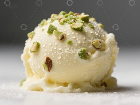 奶油冰淇淋球配碎 pistachio