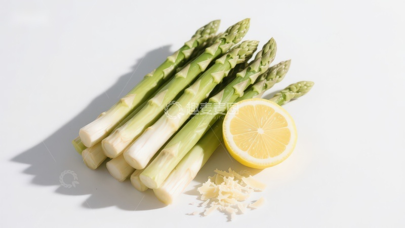 高清大图下载【趣麦麦图】新鲜芦笋配柠檬与奶酪