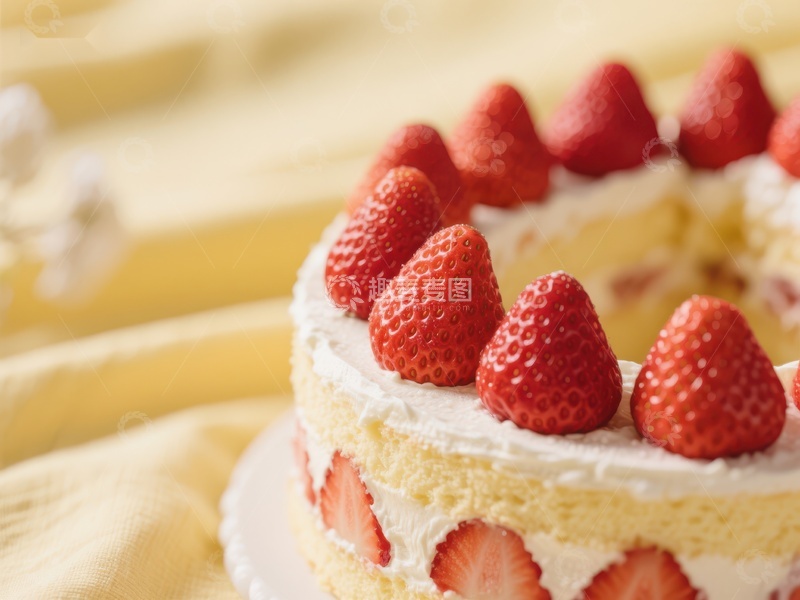 高清大图下载【趣麦麦图】草莓奶油蛋糕特写