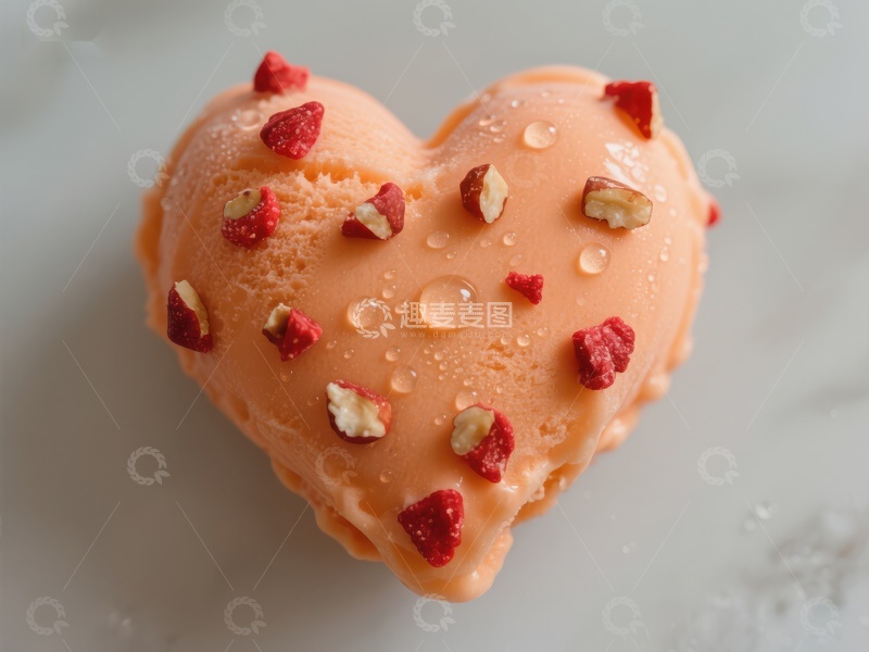高清大图下载【趣麦麦图】心形冰淇淋点缀坚果与果干
