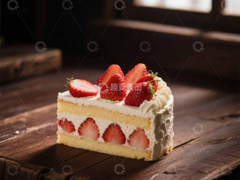 高清大图下载【趣麦麦图】草莓奶油蛋糕切片