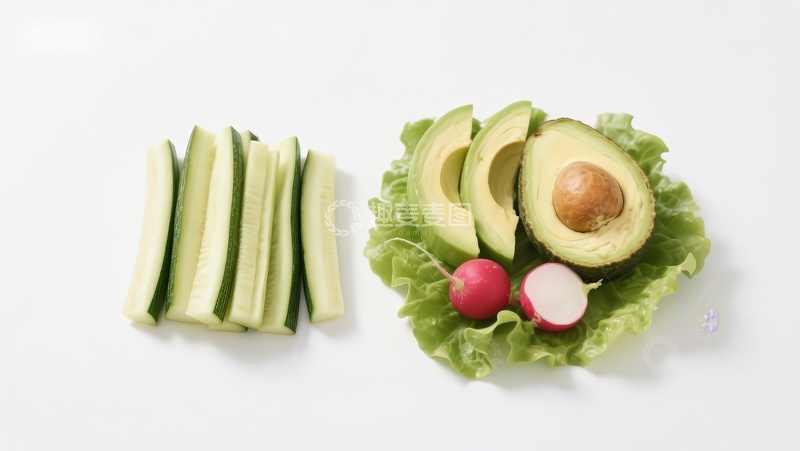 高清大图下载【趣麦麦图】切片黄瓜与牛油果沙拉食材