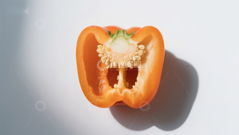 高清大图下载【趣麦麦图】切开的橙色甜椒特写