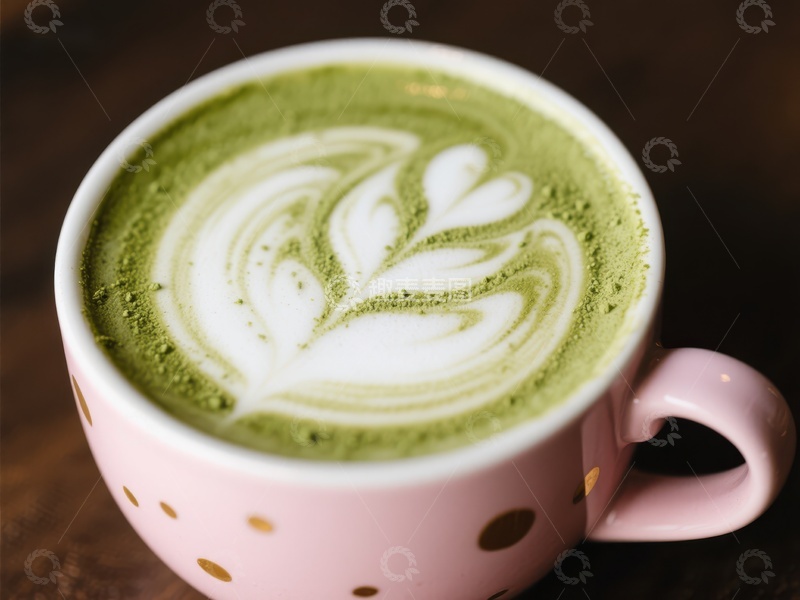 高清大图下载【趣麦麦图】抹茶拿铁心形拉花