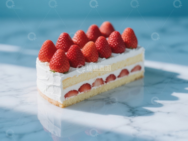 高清大图下载【趣麦麦图】草莓奶油蛋糕切片