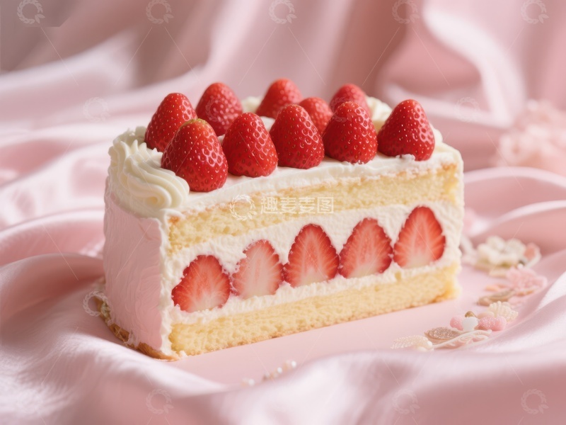 高清大图下载【趣麦麦图】草莓奶油蛋糕切片