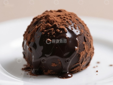 巧克力冰淇淋球淋酱特写
