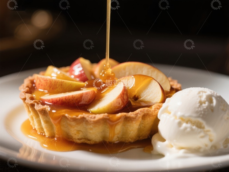 高清大图下载【趣麦麦图】焦糖苹果挞配冰淇淋