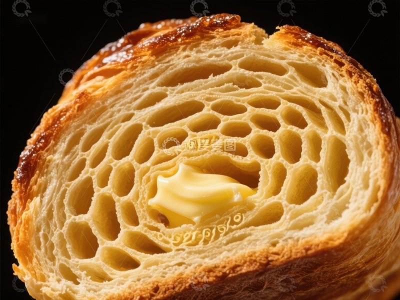 高清大图下载【趣麦麦图】黄油融化在面包内部的特写