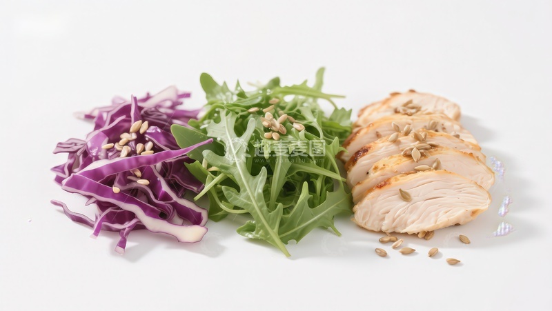 高清大图下载【趣麦麦图】鸡肉沙拉配紫甘蓝和芝麻