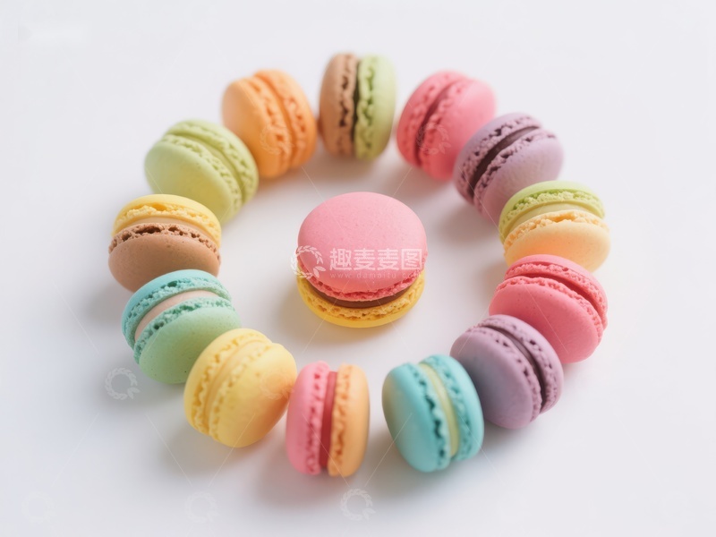 高清大图下载【趣麦麦图】色彩缤纷的马卡龙围成一圈