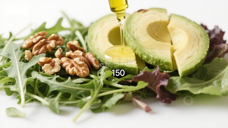 高清大图下载【趣麦麦图】牛油果核桃沙拉淋橄榄油
