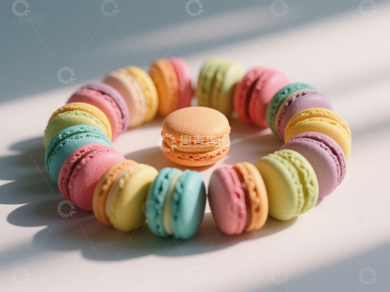 高清大图下载【趣麦麦图】色彩斑斓的马卡龙围成一圈