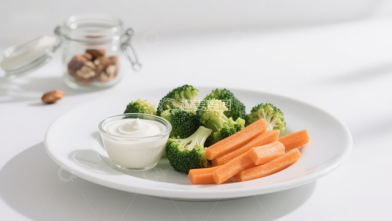 高清大图下载【趣麦麦图】蔬菜拼盘配蘸酱