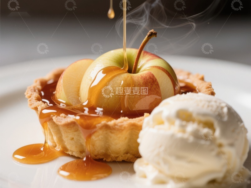 高清大图下载【趣麦麦图】焦糖苹果挞配冰淇淋
