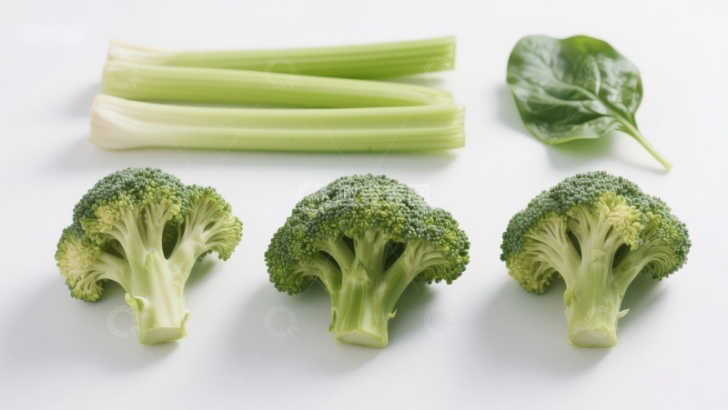 高清大图下载【趣麦麦图】新鲜西兰花与芹菜茎摆拍