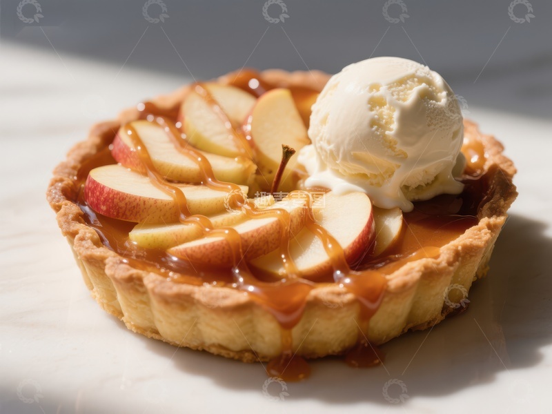 高清大图下载【趣麦麦图】焦糖苹果挞配冰淇淋