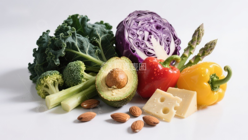 高清大图下载【趣麦麦图】新鲜蔬菜水果与坚果组合