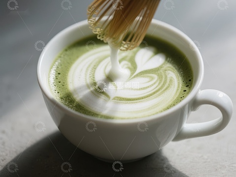 抹茶拿铁的制作瞬间