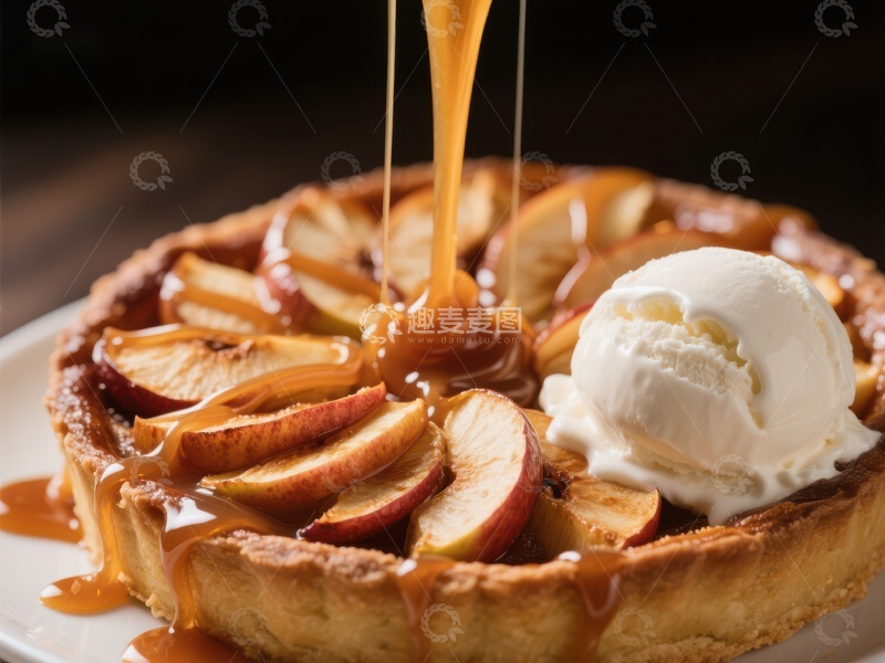 高清大图下载【趣麦麦图】焦糖苹果挞配冰淇淋