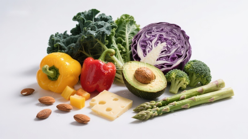 高清大图下载【趣麦麦图】新鲜蔬菜与坚果组合展示