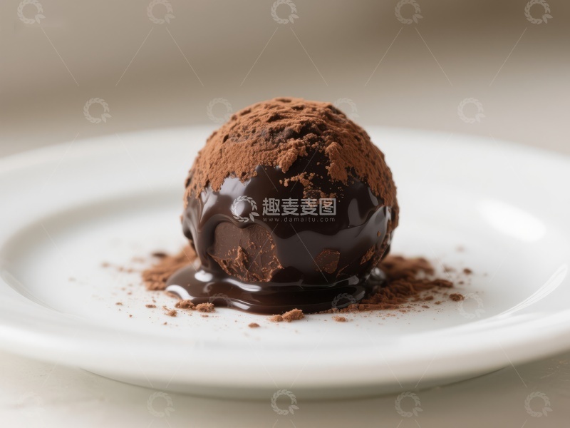 高清大图下载【趣麦麦图】巧克力甘纳许球，淋上浓郁巧克力酱