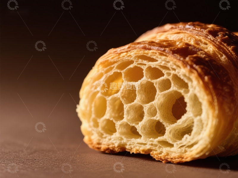 高清大图下载【趣麦麦图】酥脆可颂的内部结构特写