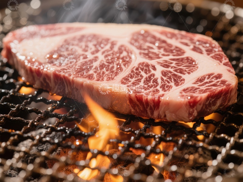 高清大图下载【趣麦麦图】烤肉上的大理石纹牛肉