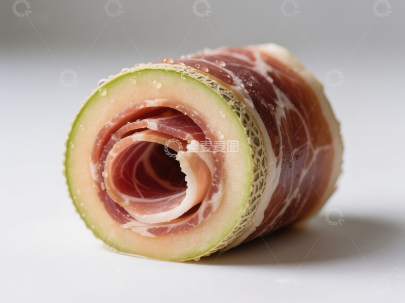 高清大图下载【趣麦麦图】火腿包裹瓜片的美食卷