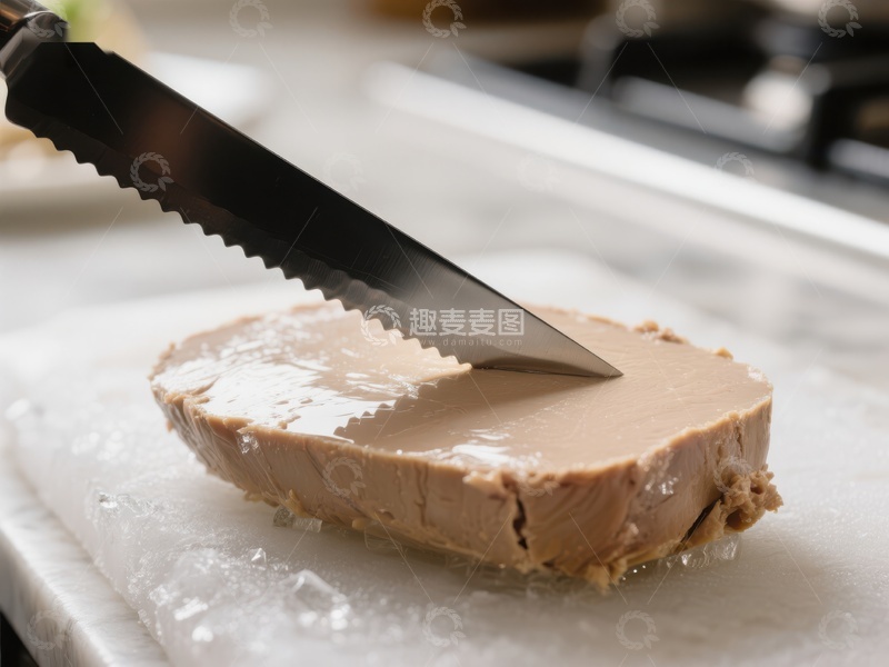 高清大图下载【趣麦麦图】刀切鹅肝，冰上冷却