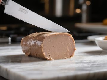 刀切肉卷，厨房场景