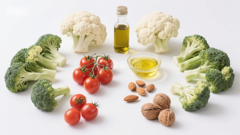 高清大图下载【趣麦麦图】新鲜蔬菜与坚果食材展示