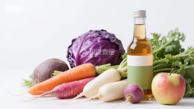 高清大图下载【趣麦麦图】新鲜蔬菜水果与瓶装饮品