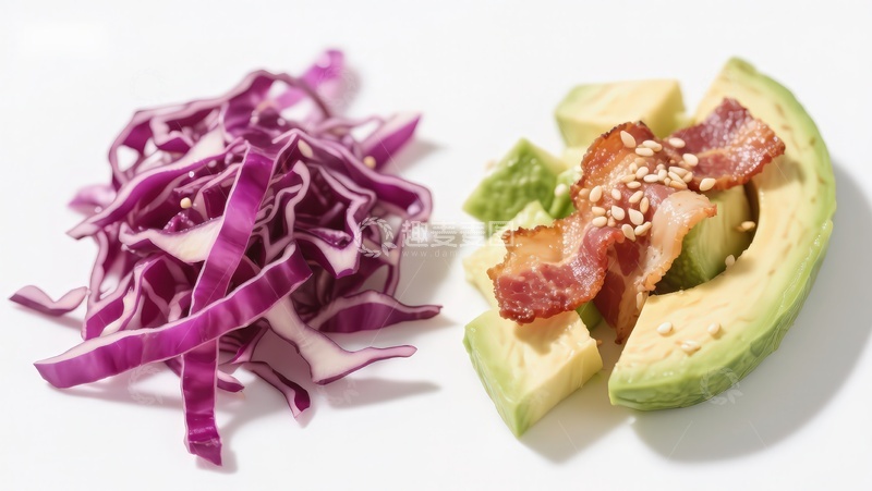 高清大图下载【趣麦麦图】紫甘蓝与牛油果配培根