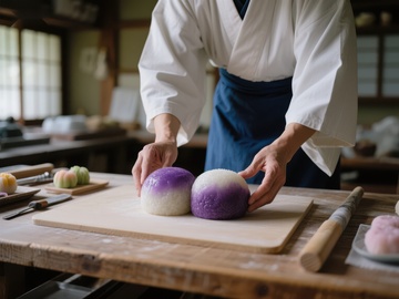 传统和果子制作场景