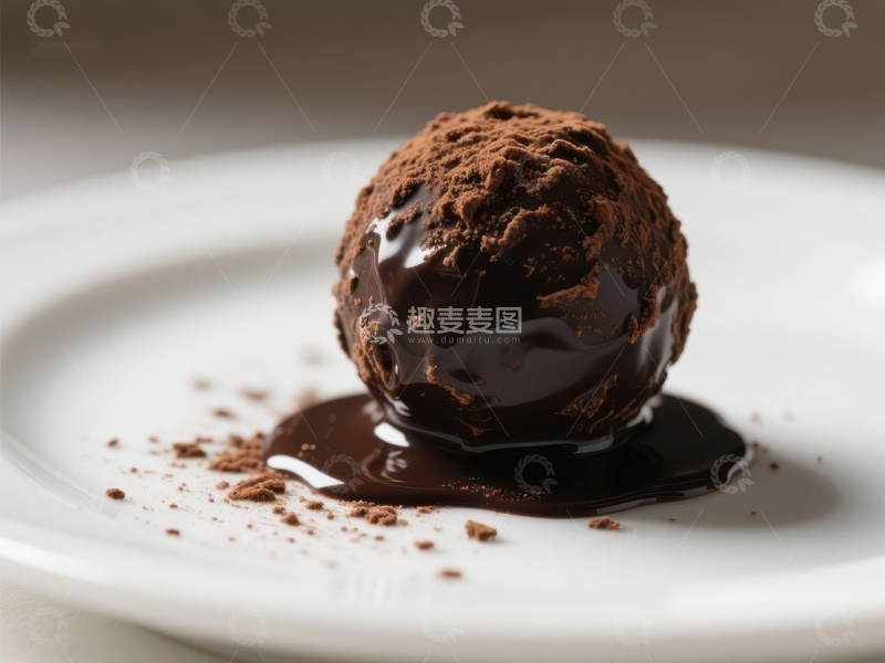 高清大图下载【趣麦麦图】巧克力球融化在盘中