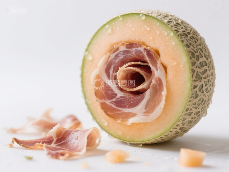 高清大图下载【趣麦麦图】火腿包裹的哈密瓜切片