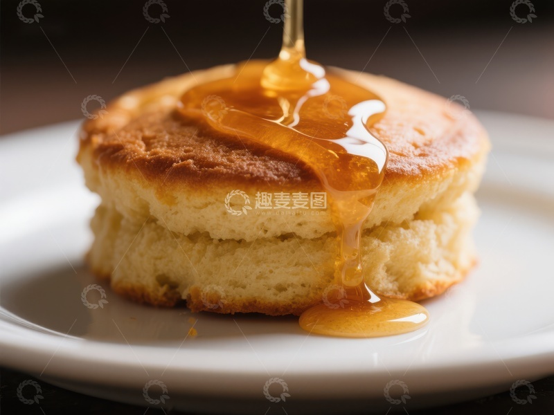 高清大图下载【趣麦麦图】蜂蜜淋在松饼上的特写