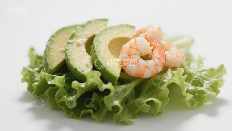 高清大图下载【趣麦麦图】虾仁牛油果生菜沙拉