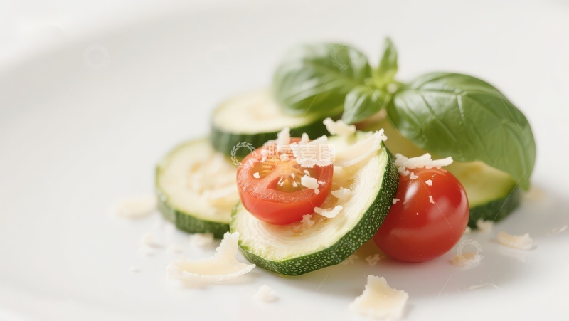 高清大图下载【趣麦麦图】西葫芦番茄沙拉配罗勒