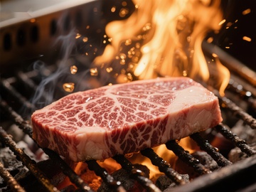 火焰炙烤的雪花牛肉