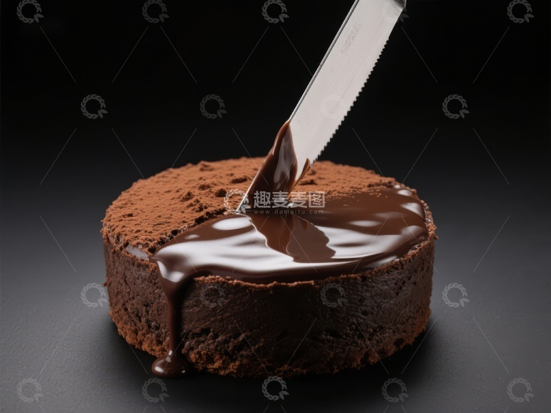 高清大图下载【趣麦麦图】巧克力蛋糕淋酱瞬间