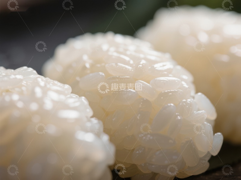高清大图下载【趣麦麦图】晶莹剔透的米饭团特写