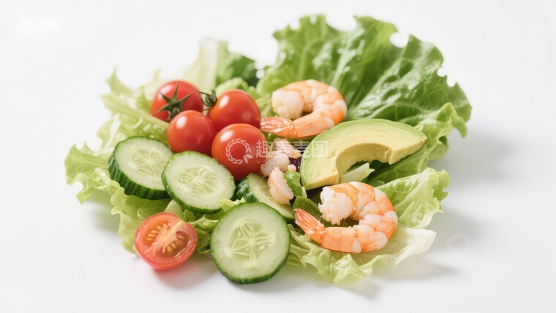 高清大图下载【趣麦麦图】新鲜蔬菜虾仁沙拉