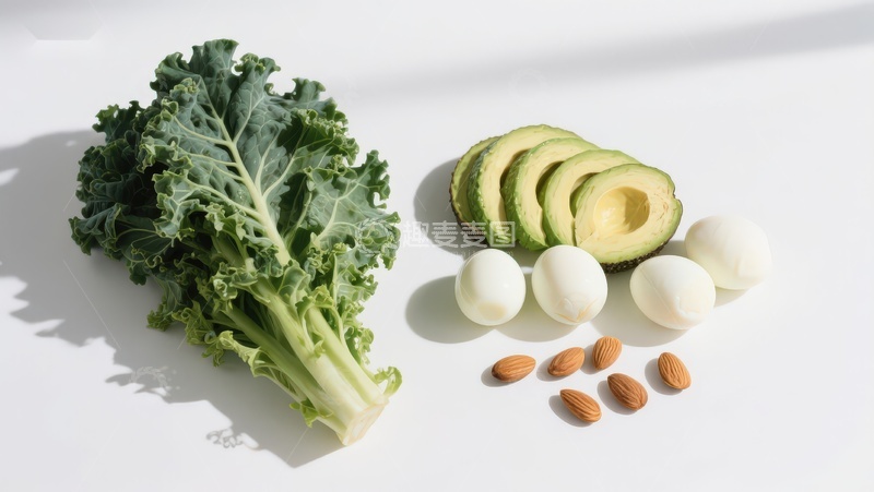 高清大图下载【趣麦麦图】新鲜蔬菜水果与坚果蛋类组合